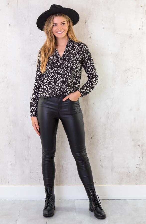 Panterprint Blouse Zwart Wit – shoparchief, foto 4