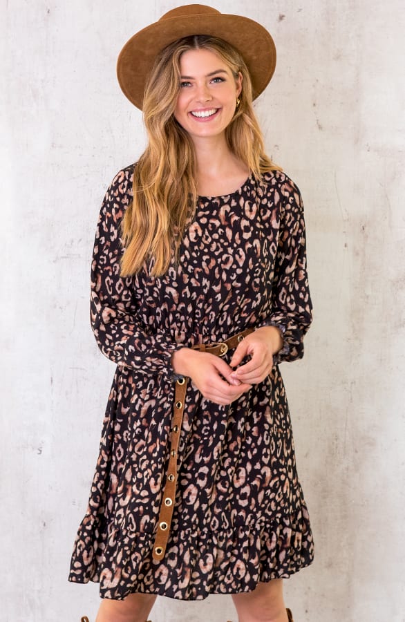 Panterprint Jurk Zwart Camel – shoparchief, foto 2