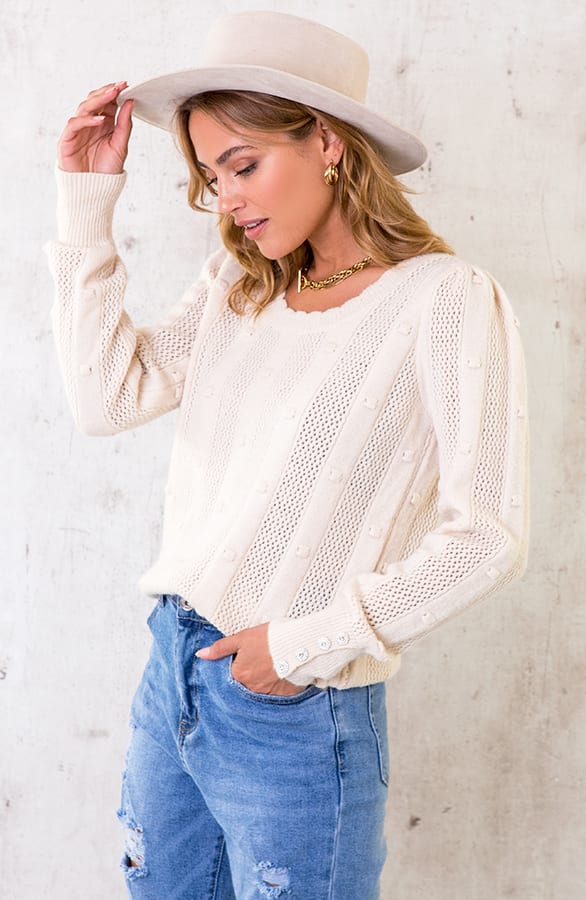 Pompon Trui Beige – shoparchief, foto 3