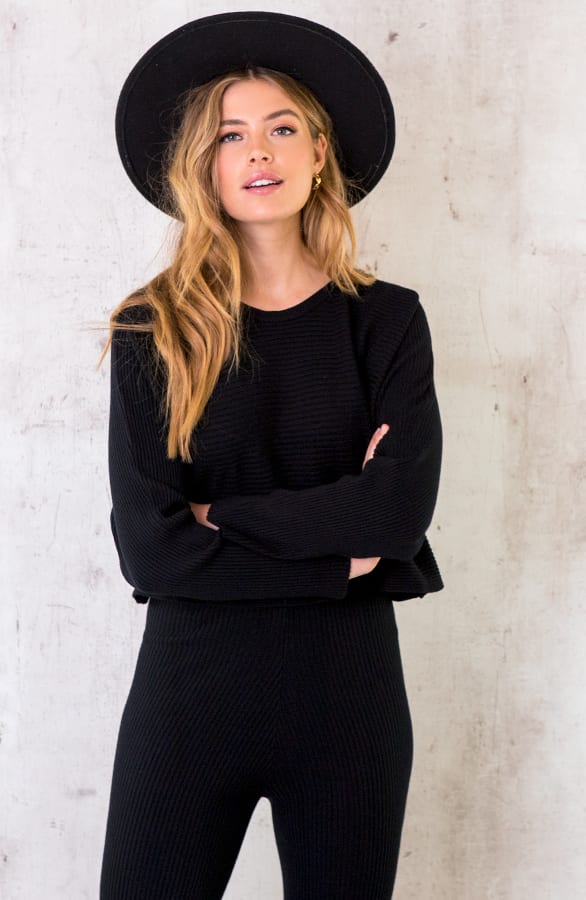 Rib Cropped Trui Zwart – shoparchief, foto 2