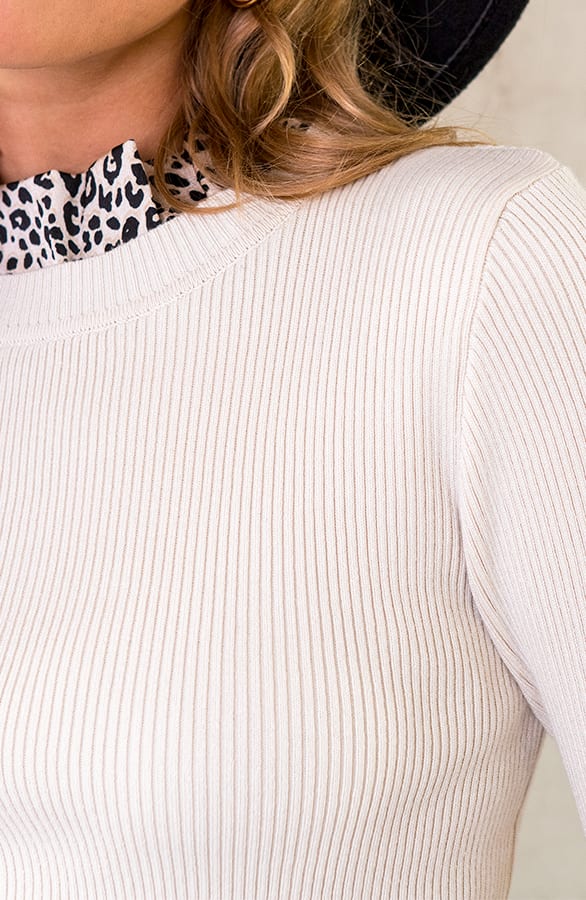 Ribtrui Met Panterkraag Beige – shoparchief, foto 5