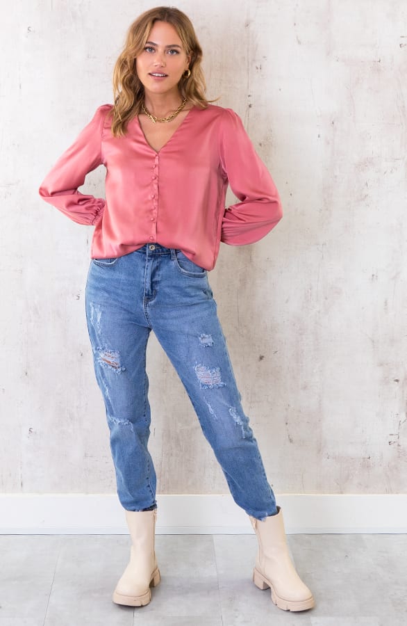 Silk Knopf Bluse Blush Pink, Shoparchiv, Foto 2