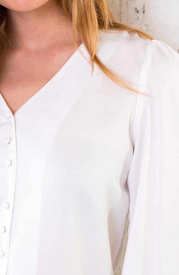 Silk Knopen Blouse Ecru – shoparchief, foto 5