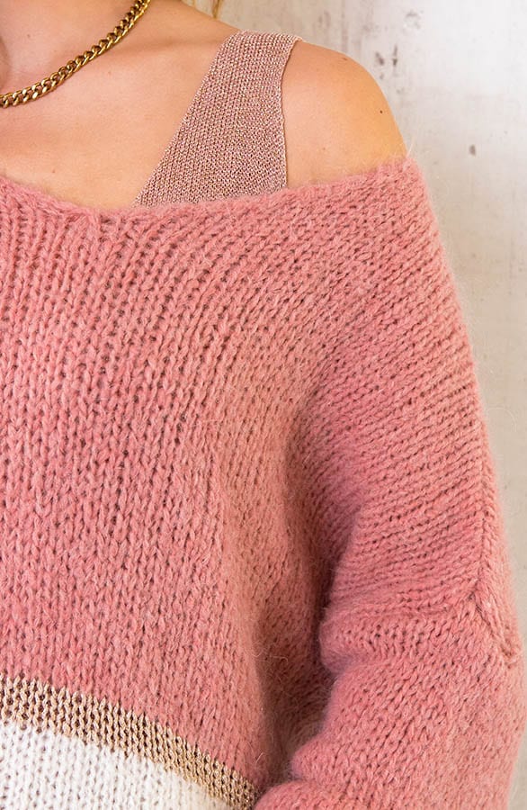 Banen Trui Met Lurex Oud Roze – shoparchief, foto 5