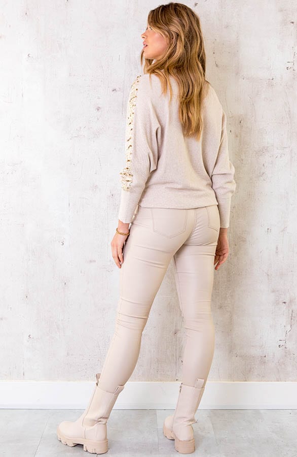 Cashmere Pailletten Trui Beige – shoparchief, foto 5