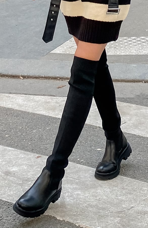 Chelsea Overknee Boots Black – shoparchief, foto 1