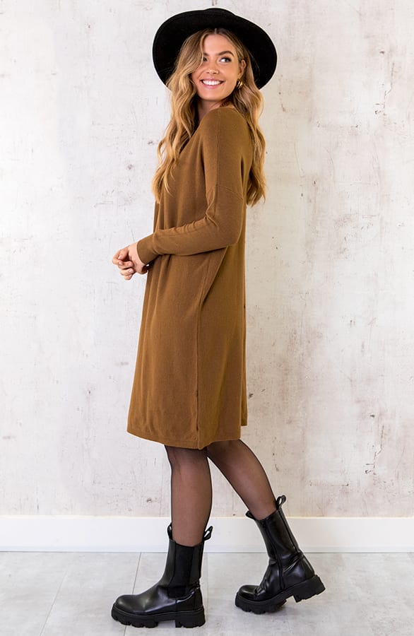 Comfy Knopen Tuniek Cognac – shoparchief, foto 3