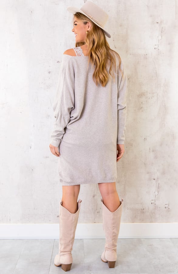 Comfy V-hals Trui Lang Beige – shoparchief, foto 7