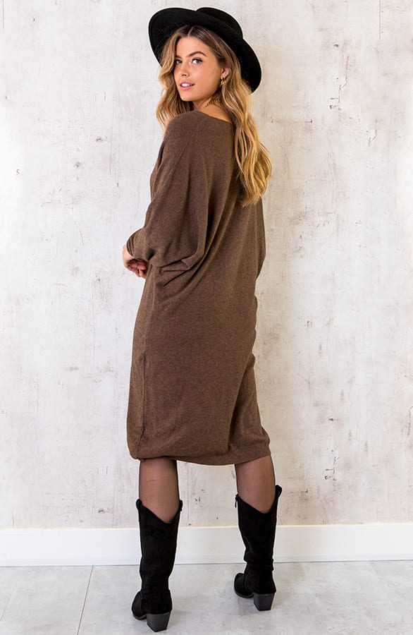 Comfy V-hals Trui Lang Chocolate – shoparchief, foto 4