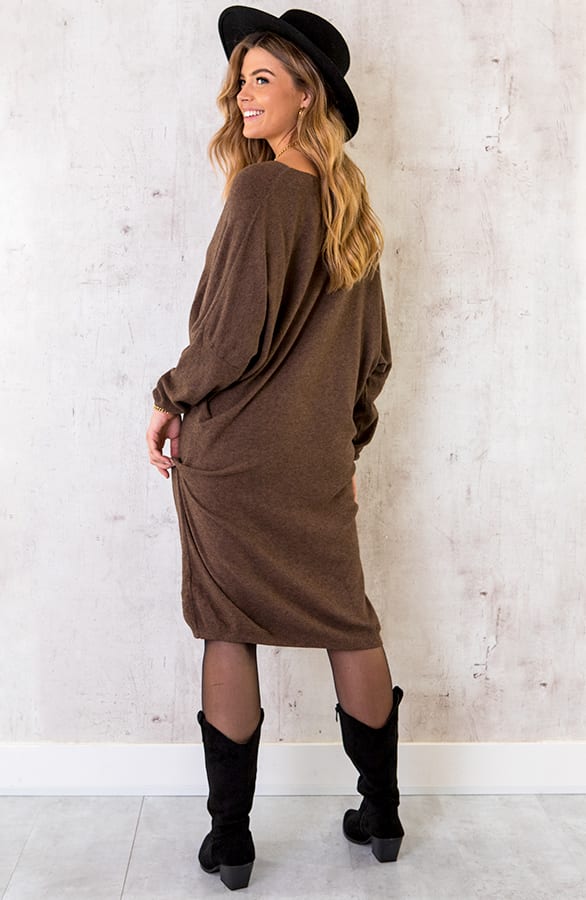 Comfy V-hals Trui Lang Chocolate – shoparchief, foto 6