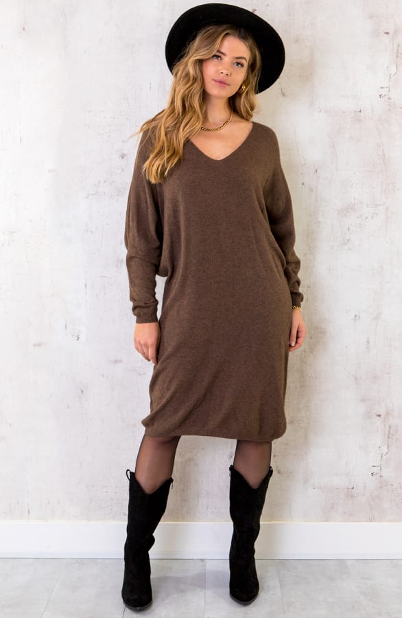 Comfy V-hals Trui Lang Chocolate – shoparchief, foto 1