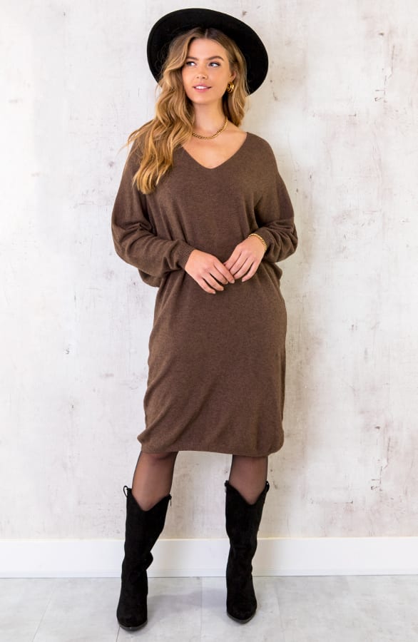Comfy V-hals Trui Lang Chocolate – shoparchief, foto 2