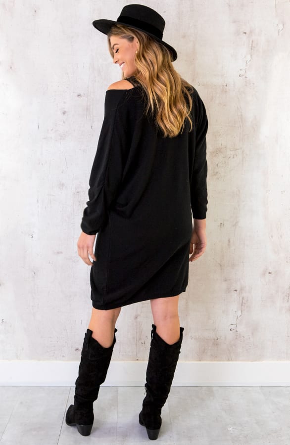 Comfy V-Ausschnitt Pullover Lang Schwarz, Shoparchiv, Foto 5