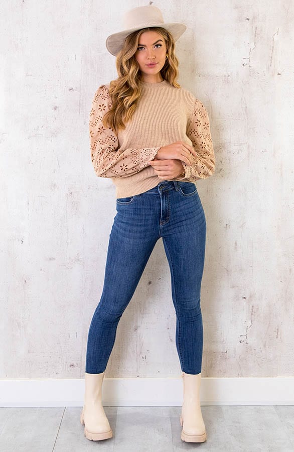 Embroidery Trui Gebreid Beige – shoparchief, foto 6
