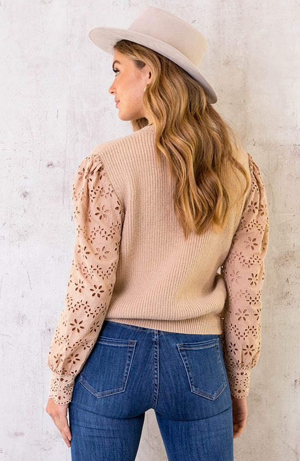 Embroidery Trui Gebreid Beige – shoparchief, foto 4