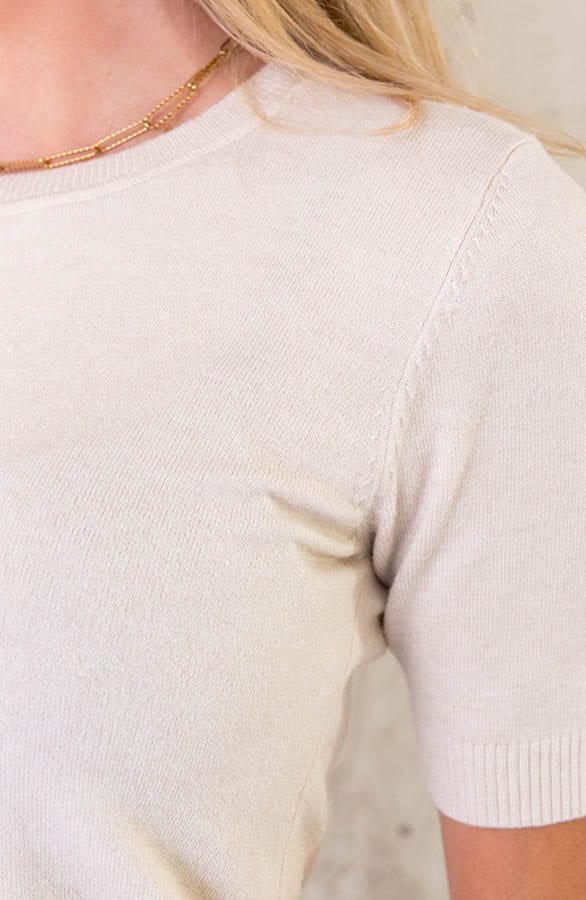 Essential Top Korte Mouw Beige – shoparchief, foto 5
