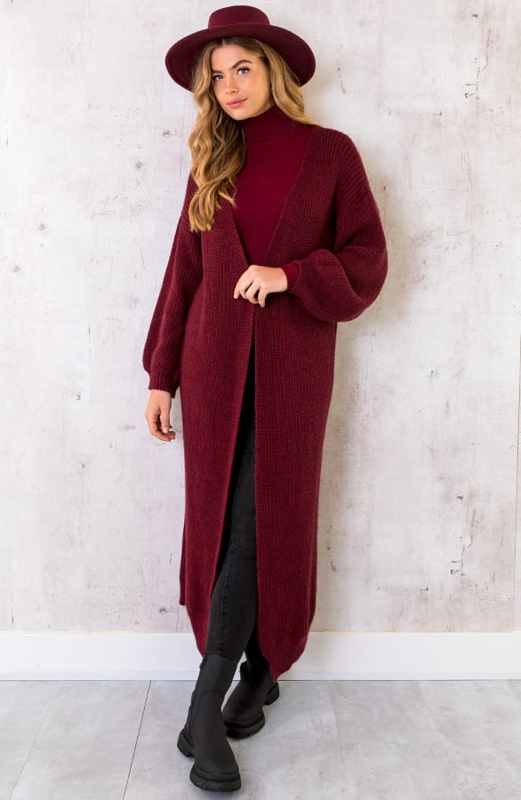 Gebreid Vest Lang Bordeaux – shoparchief, foto 4