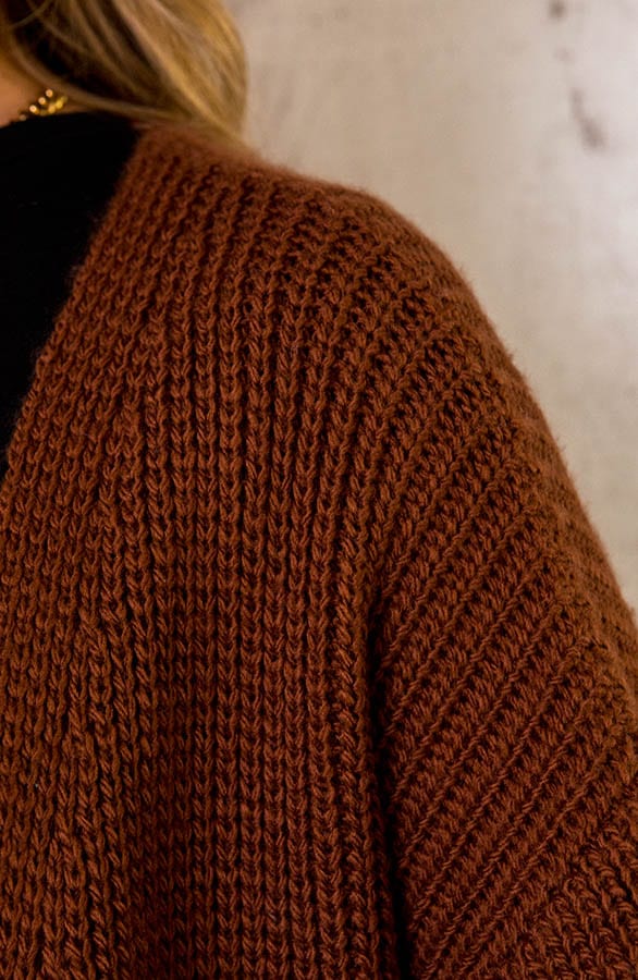 Gebreid Vest Lang Cognac – shoparchief, foto 3
