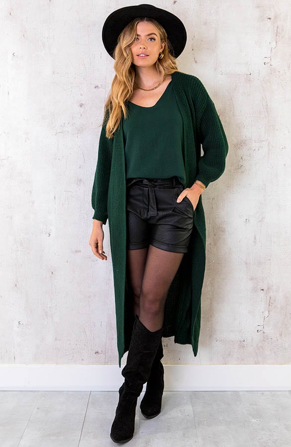 Gebreid Vest Lang Smaragd – shoparchief, foto 3