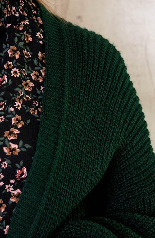 Lang Gehaakt Pocket Vest Smaragd – shoparchief, foto 4