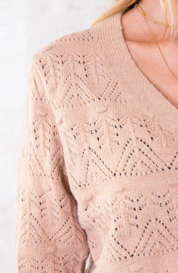 Gehaakt Patroon Knopen Vest Camel – shoparchief, foto 5