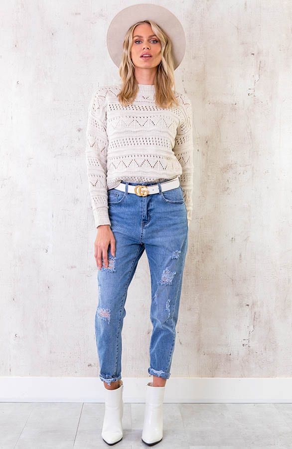 Gehaakte Trui Aztec Patroon Beige – shoparchief, foto 4