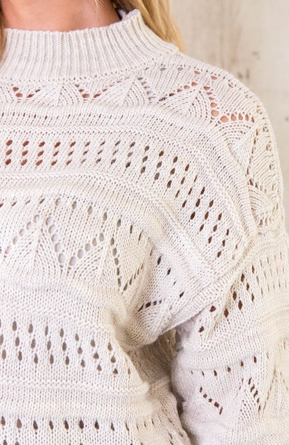 Gehaakte Trui Aztec Patroon Beige – shoparchief, foto 3