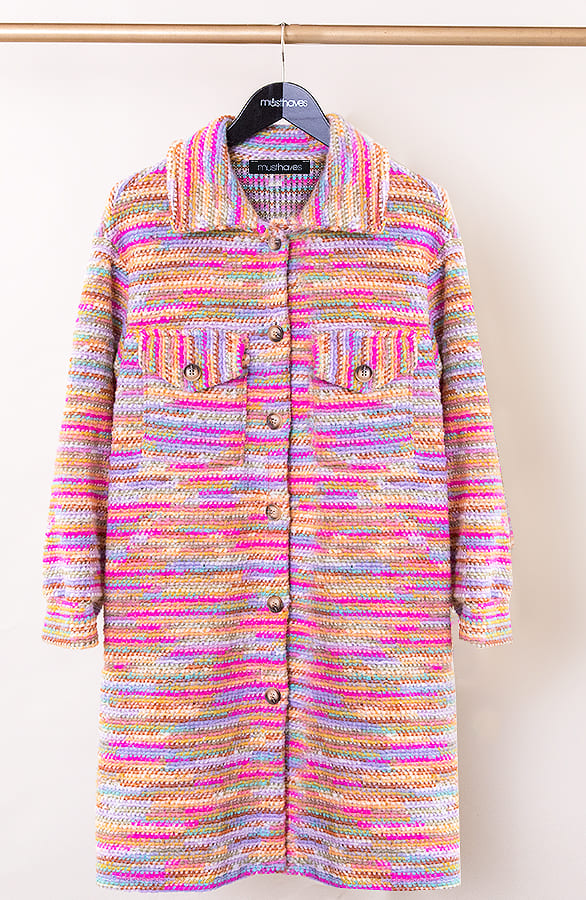 Gestreepte Woven Coat Multicolor – shoparchief, foto 1