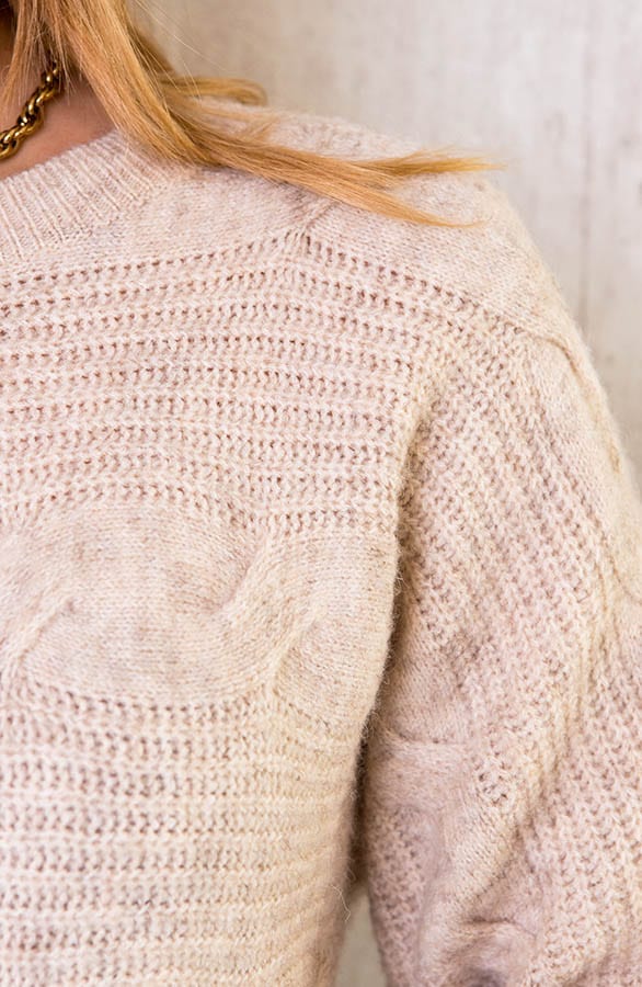Horizontale Kabelpatroon Trui Beige – shoparchief, foto 4