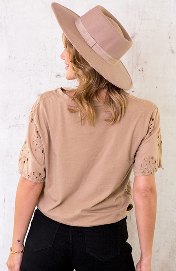 Katoenen Embroidery Strik Top Camel – shoparchief, foto 4