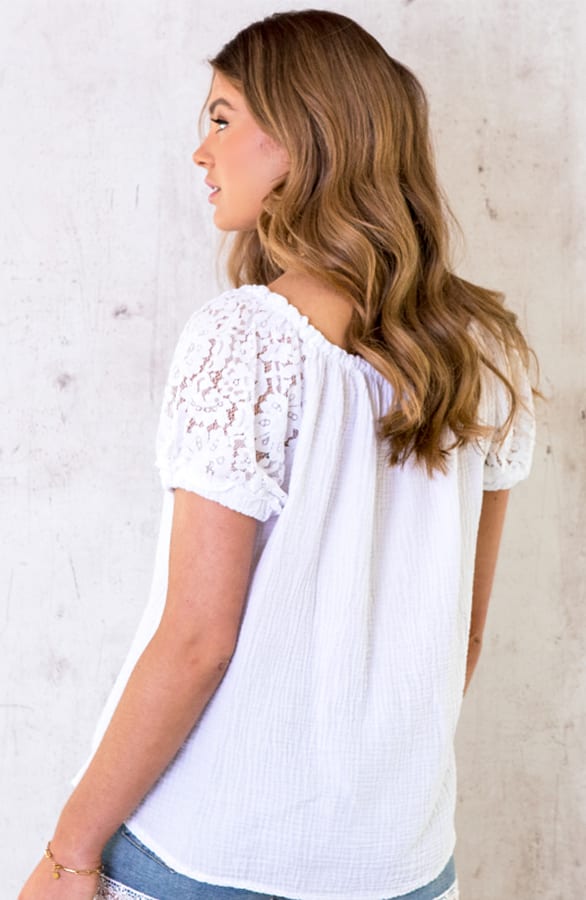 Katoenen Off Shoulder Top Met Kant – shoparchief, foto 4