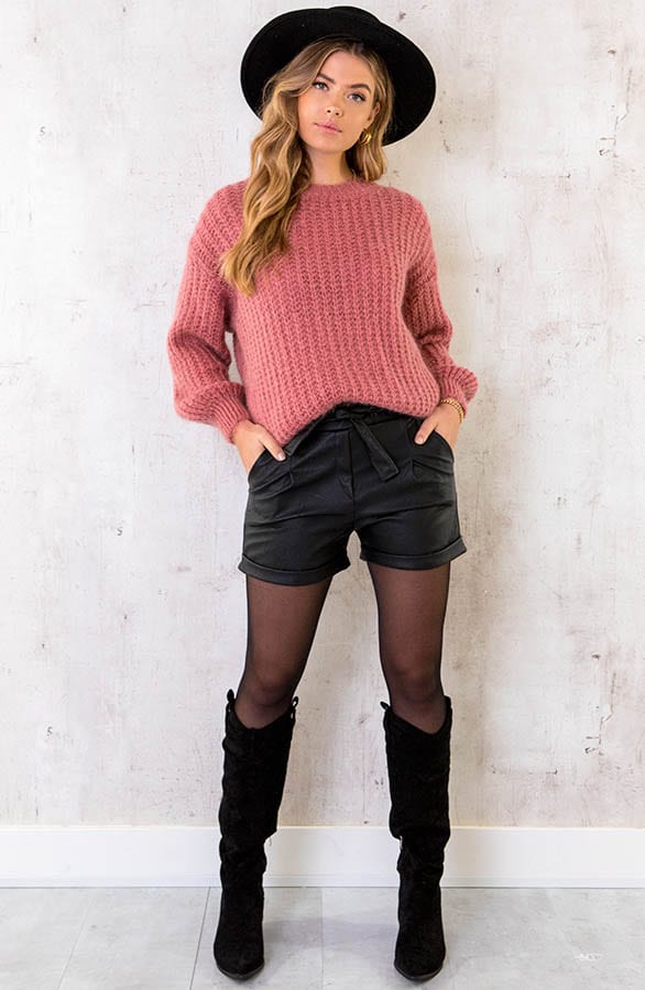Grof Gebreide Sweater Dust Roze – shoparchief, foto 4
