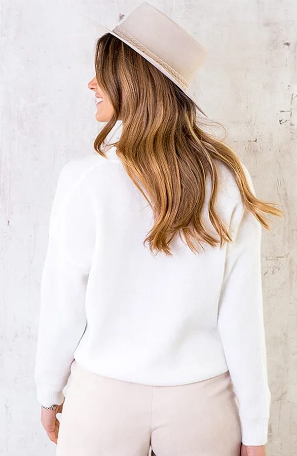 Knopen Trui Met V-hals Beige – shoparchief, foto 5