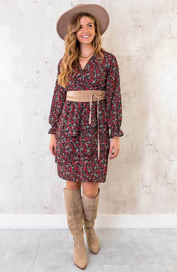 Laagjes Jurk Wild Flower Rood – shoparchief, foto 3