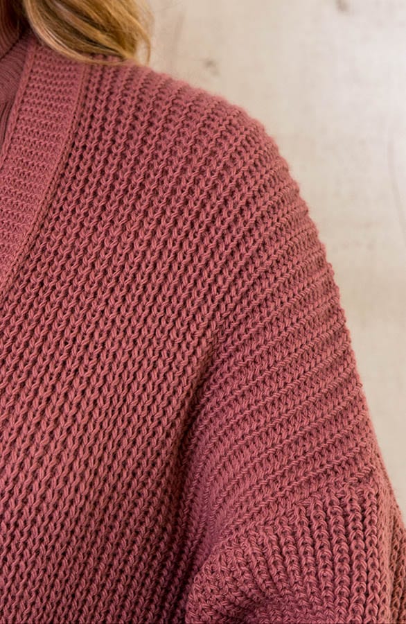 Lang Gehaakt Pocket Vest Dust Pink – shoparchief, foto 4