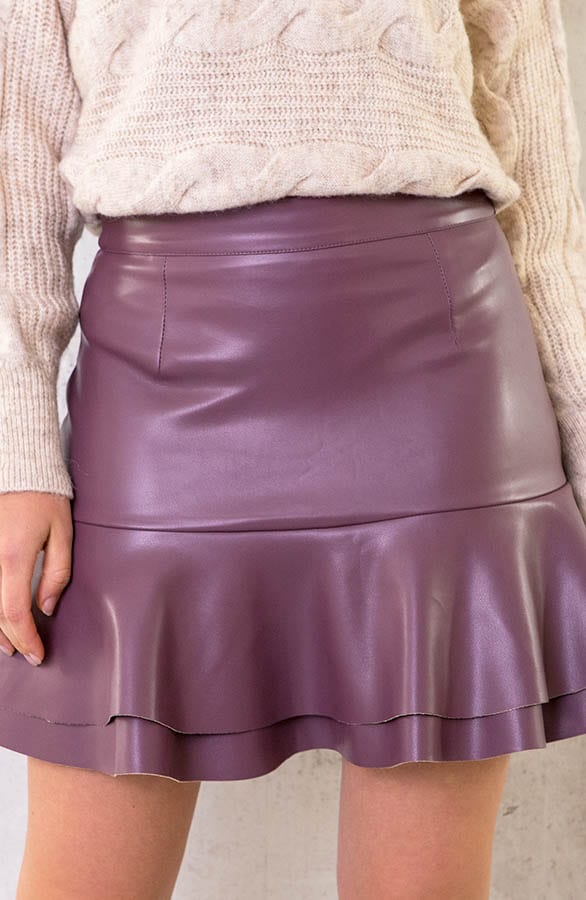 Leather Layer Skirt Aubergine, Shoparchiv, Foto 1