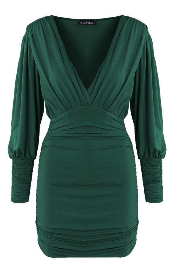 Limited V-Neck Dress Smaragd – shoparchief, foto 1