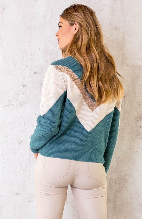 Lurex V-Patroon Trui Oase – shoparchief, foto 4