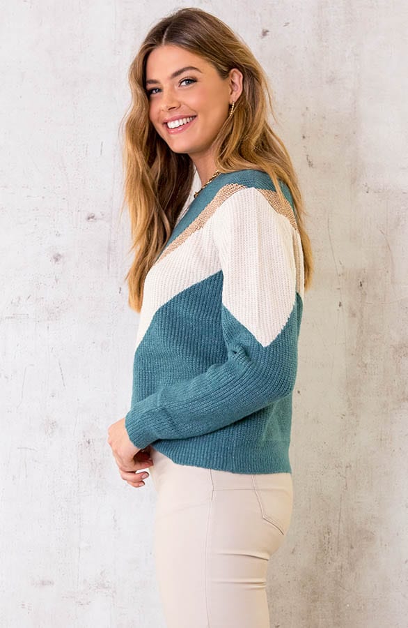 Lurex V-Patroon Trui Oase – shoparchief, foto 3