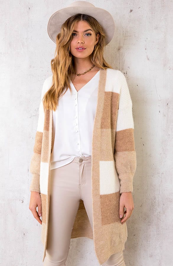 Midi Banen Vest Beige – shoparchief, foto 1