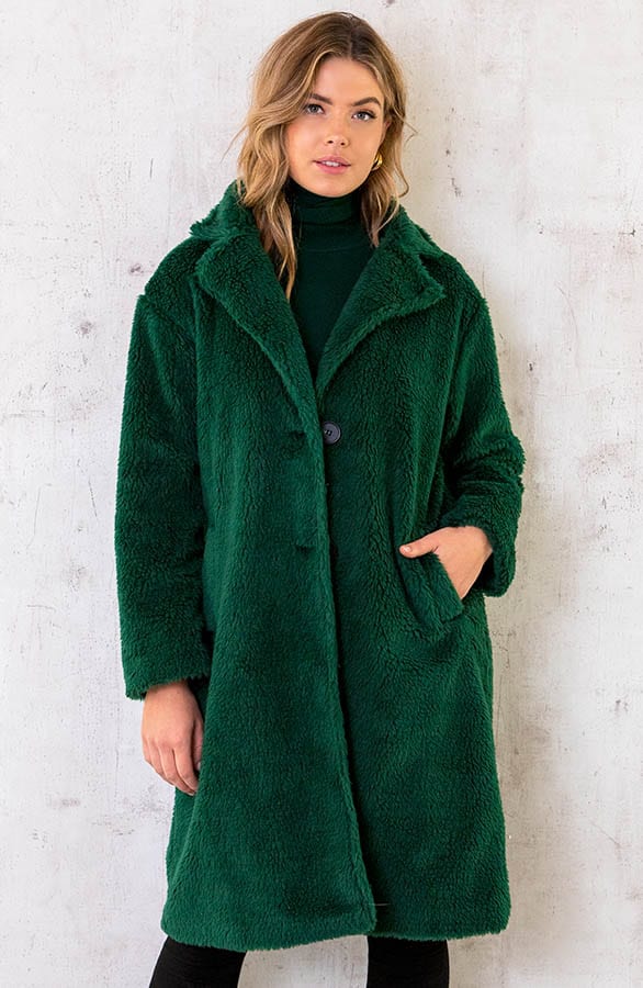 Midi Teddy Jacket Groen – shoparchief, foto 1