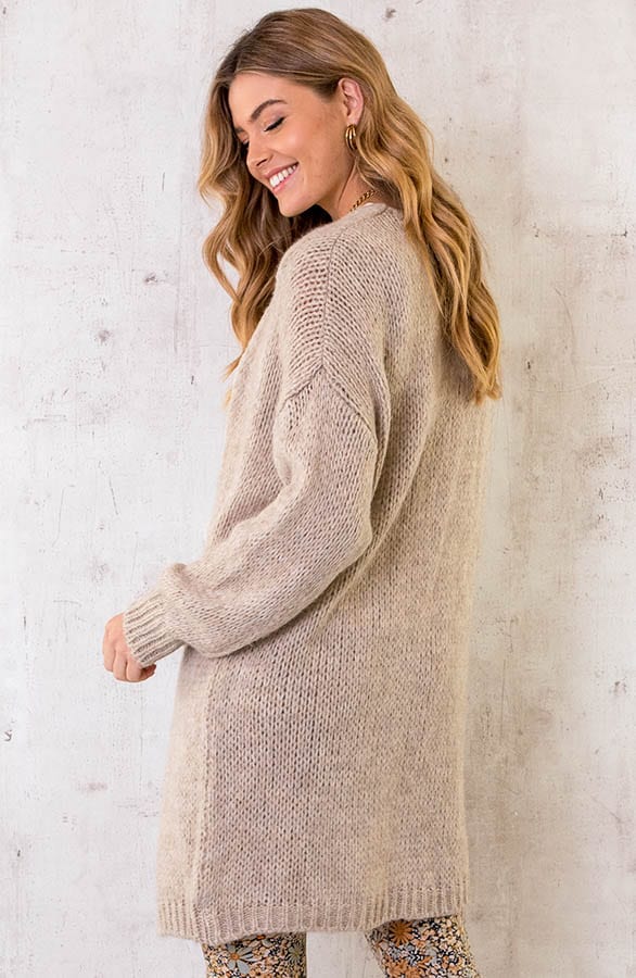 Oversized Knitted Midi Vest Beige – shoparchief, foto 2