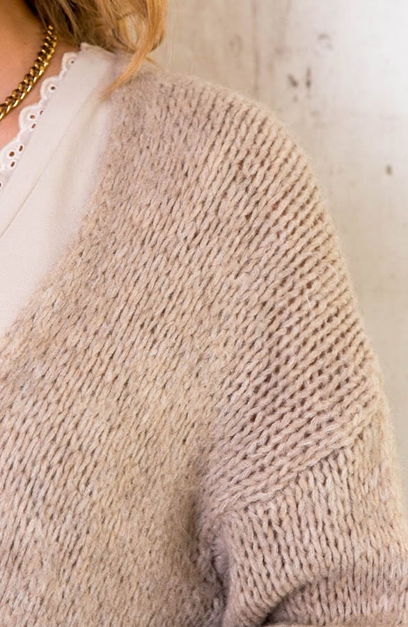Oversized Knitted Midi Vest Beige – shoparchief, foto 3