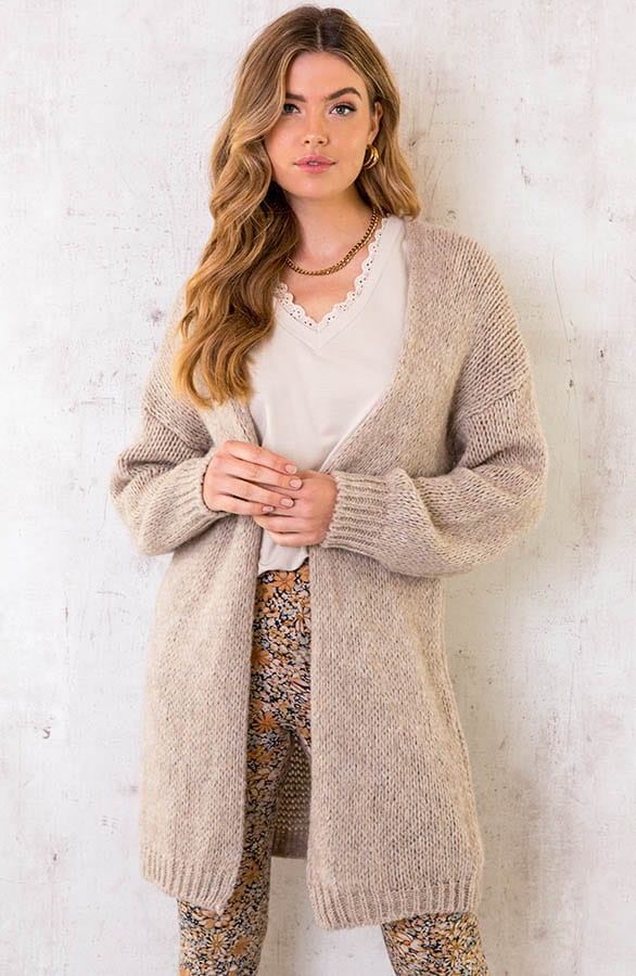 Oversized Knitted Midi Vest Beige – shoparchief, foto 1
