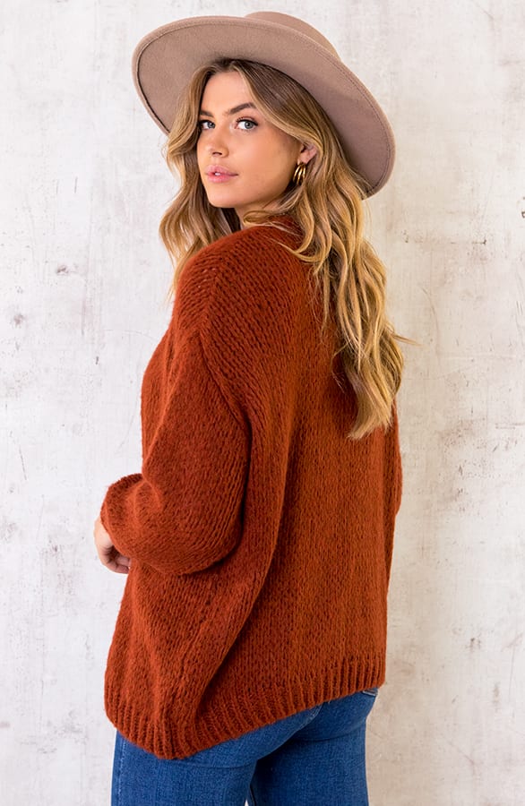 Oversized Knitted Vest Terracotta – shoparchief, foto 3