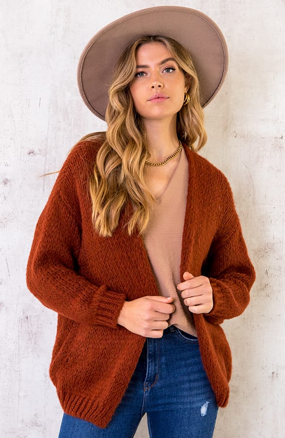 Oversized Knitted Vest Terracotta – shoparchief, foto 1