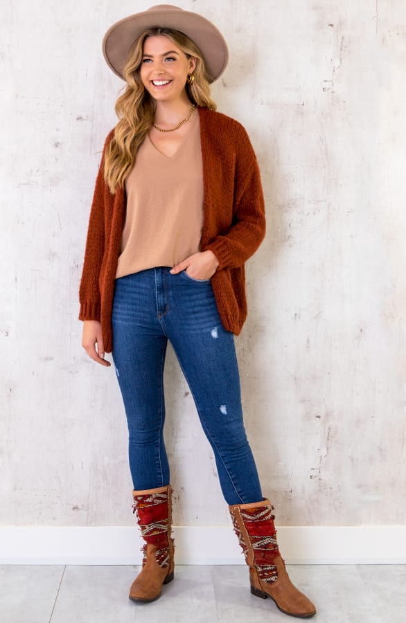 Oversized Knitted Vest Terracotta – shoparchief, foto 5