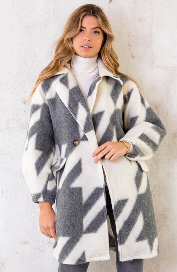 Oversized Woven Coat Grijs – shoparchief, foto 1