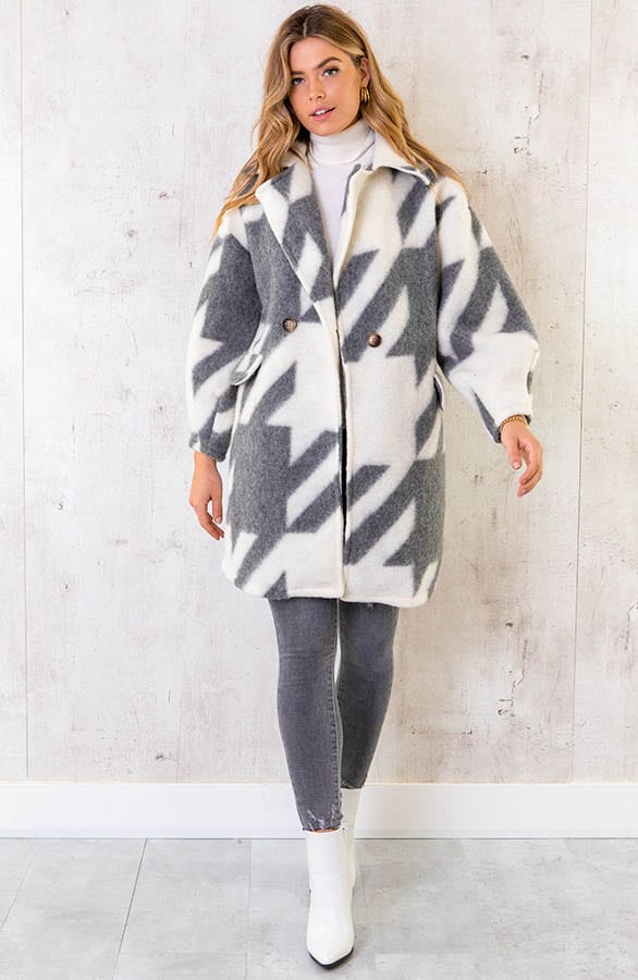 Oversized Woven Coat Grijs – shoparchief, foto 2