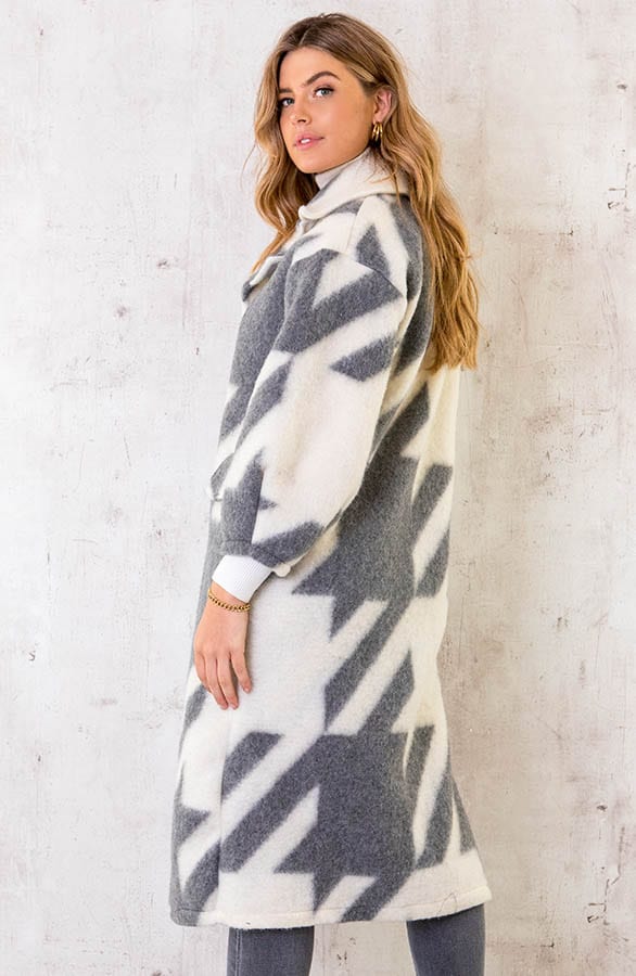 Oversized Woven Coat Long Grijs – shoparchief, foto 3